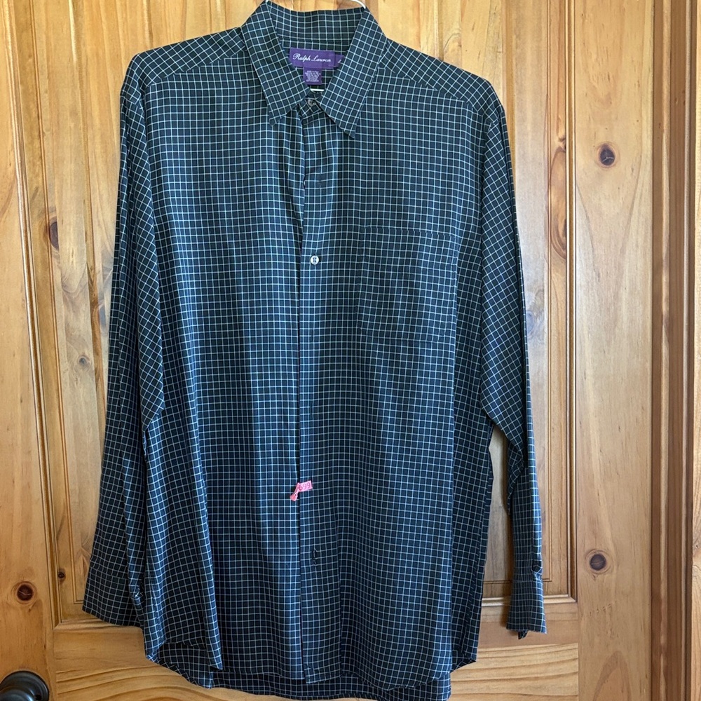 Ralph Lauren Purple Label Black and White Checkered Men's Casual Shirt
